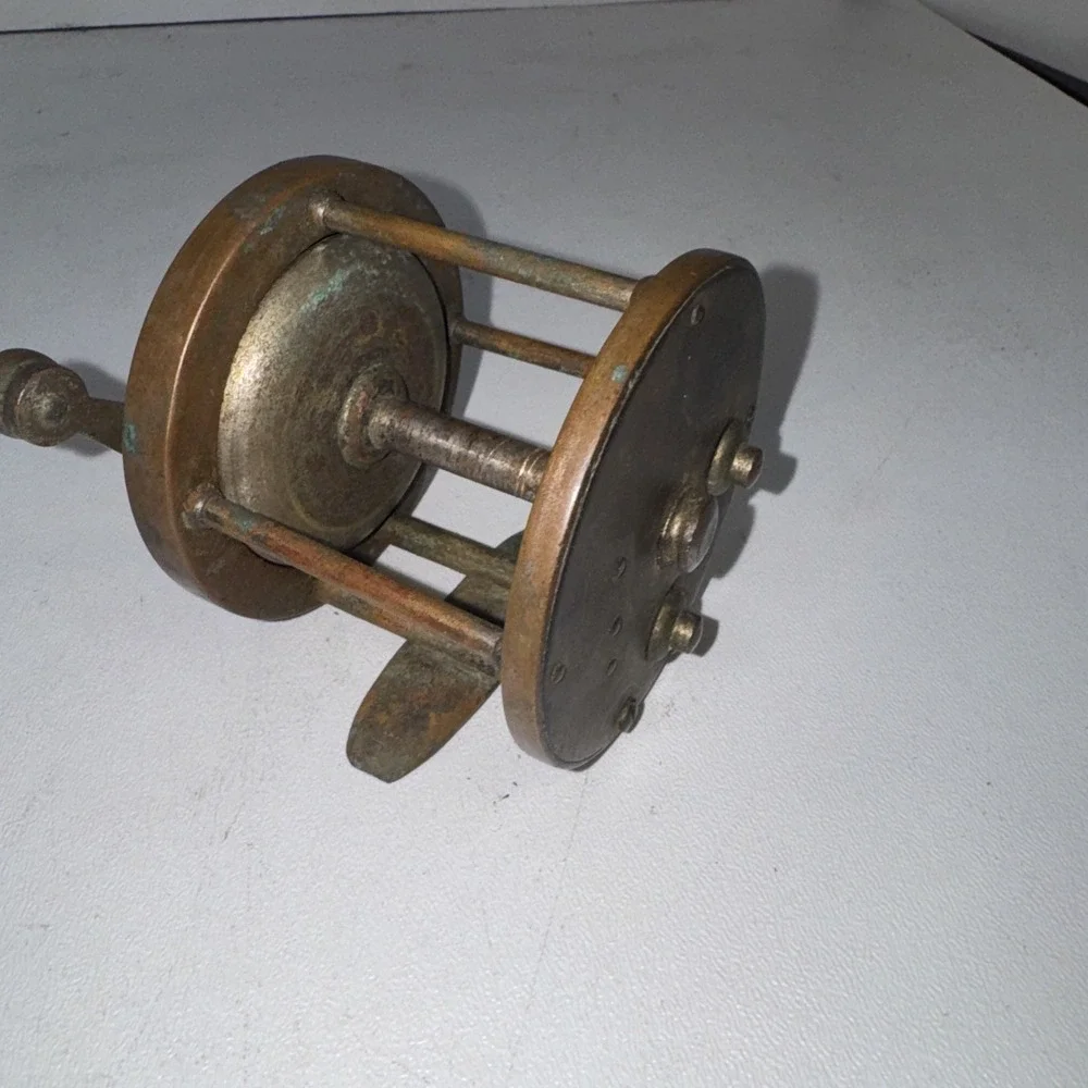 Early/Rare/Little #3 Brass 1880'S Ball Handle Reel! See Pics‎ Tested Working